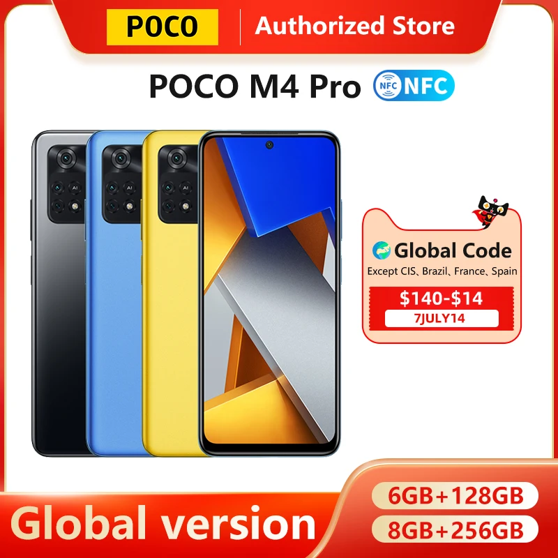 

Global Version POCO M4 Pro 4G Smartphone 6GB 128GB/ 8GB 256GB NFC Helio G96 Octa Core 90Hz 33W Pro 64MP Camera