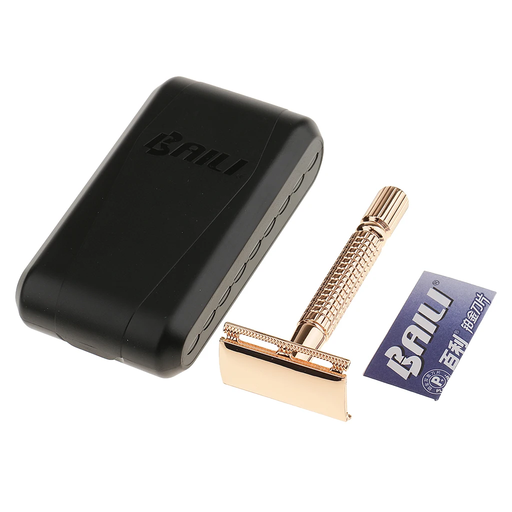 

Safety Men Double Edge Blade Shaving Hair Razor Shaver Set Golden