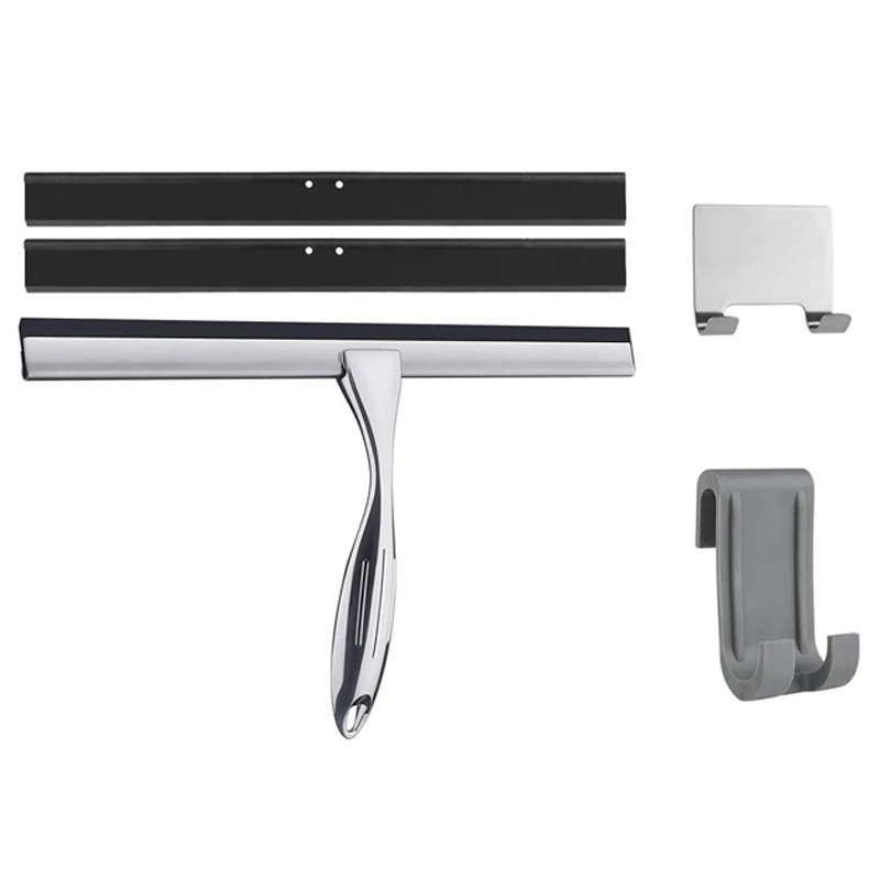 

2Pcs 31 Cm Shower Squeegee Stainless Steel Premium Window Squeegee With Wall Hanger For Shower Doors, Bathroom, Kitchen