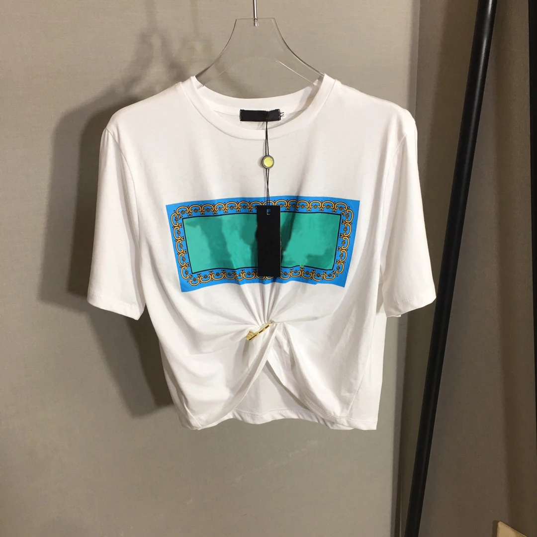 

2022 New Classic Ladies Luxury Women T-Shirt Flower Letter Cotton Top Crop Sexy Safety Pin Tee T Shirt Gift