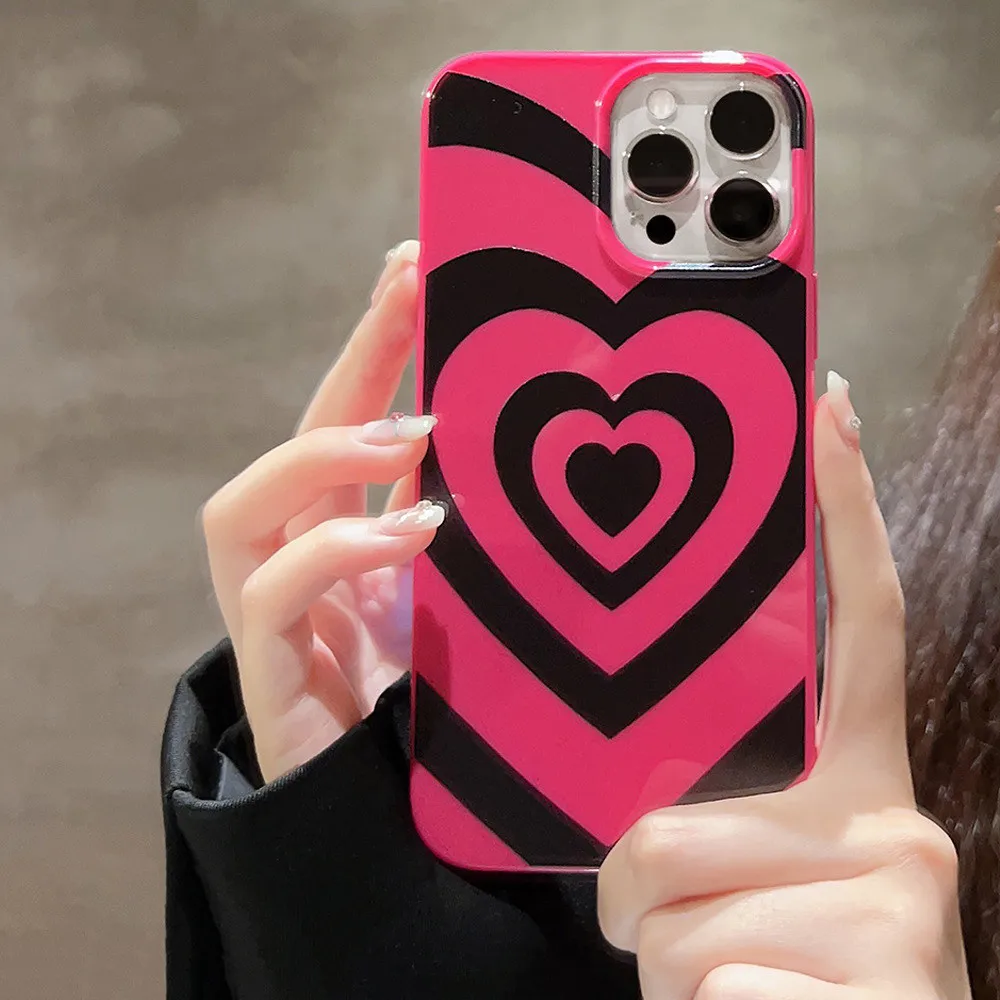

Lovebay Ins Korea Cute Gradient Pink Sweet Cool Love Heart Phone Case For iPhone 14 13 12 11 Pro XS Max X XR 7 8 Plus Soft Cover