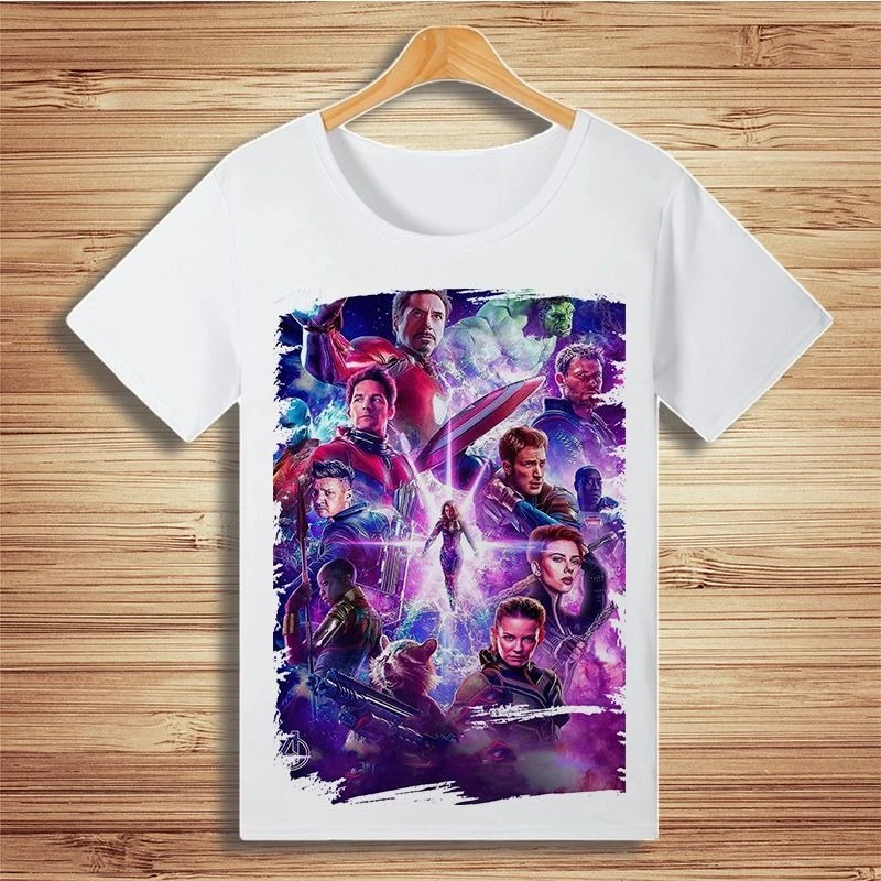 Фото Футболка с короткими рукавами Marvel Avengers Iron Man Captain America Deadpool Spider-Man Thor, детский летний повседневный топ унисекс, новое поступление №1
