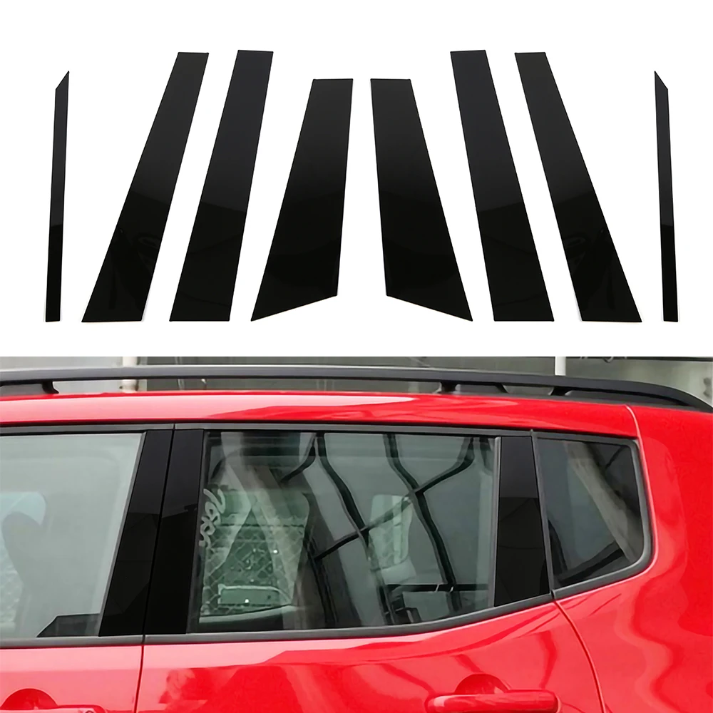 

For Jeep Renegade 2016 up Car Window Pillar Decoration Stickers PVC Auto Styling Accessory 8pcs