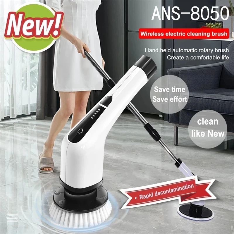 

7 In 1 Shower Cordless Cleaning Brush Extension Handle Wall Window Cleaner Bathroom Kitchen Tub Tile Scrubber Car Cleaning Tool
