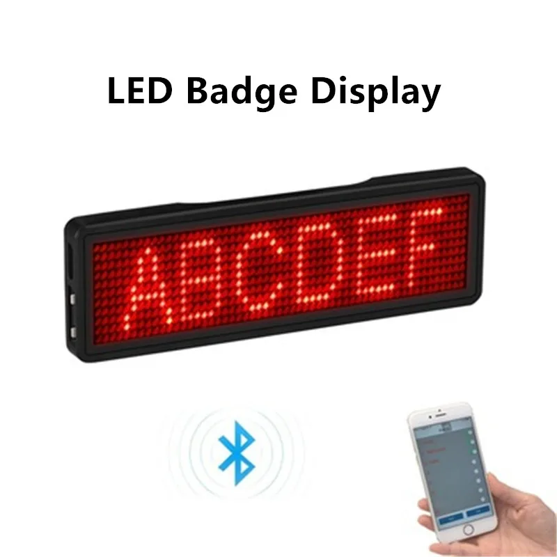 

Rechargeable Bluetooth Digital LED Badge Insignia DIY Programmable Scrolling Message Board Mini LED Display LED Name Tag