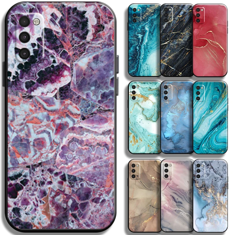 

Watercolor Marble For Samsung Galaxy A03 A03S Phone Case Liquid Silicon Black Cover Back Funda Shell Full Protection