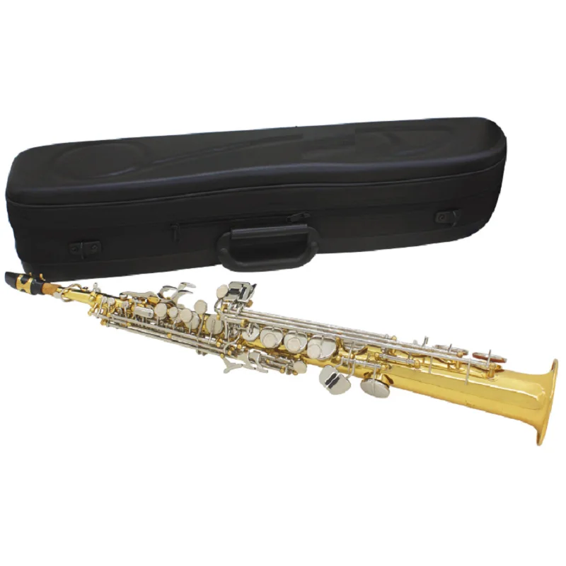 Плоский Сопрано-саксофон B Профессиональный Прямой саксофон золотистый и