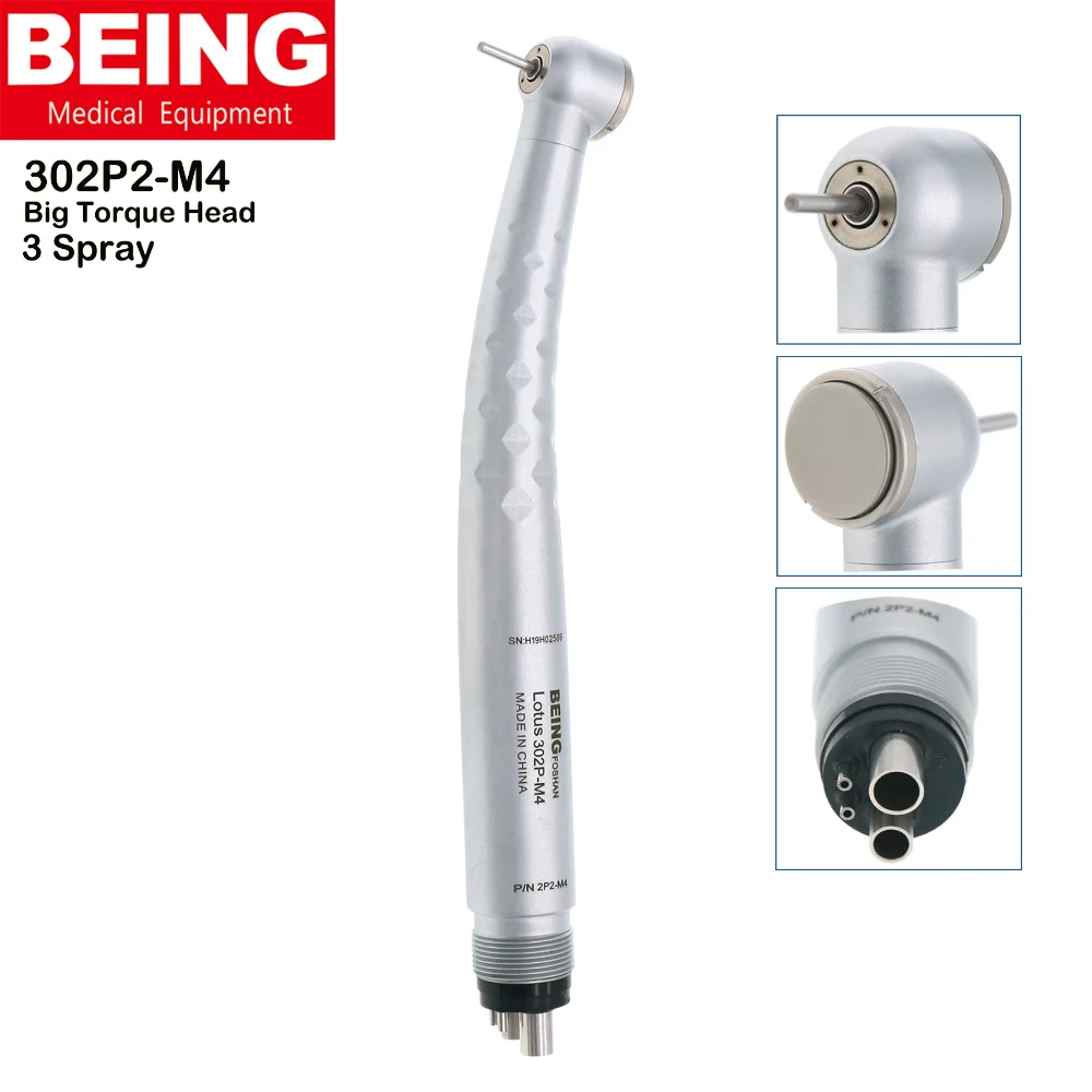 

BEING Dental Torque Head Push Button 3 Water Spray System High Speed Handpiece Lotus 302P M4