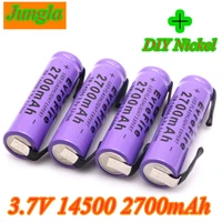 new 14500 lithium battery lithium rechargeable bateria welding nickel sheet batteries 3 7v 2700mah for torch led flashlight toy