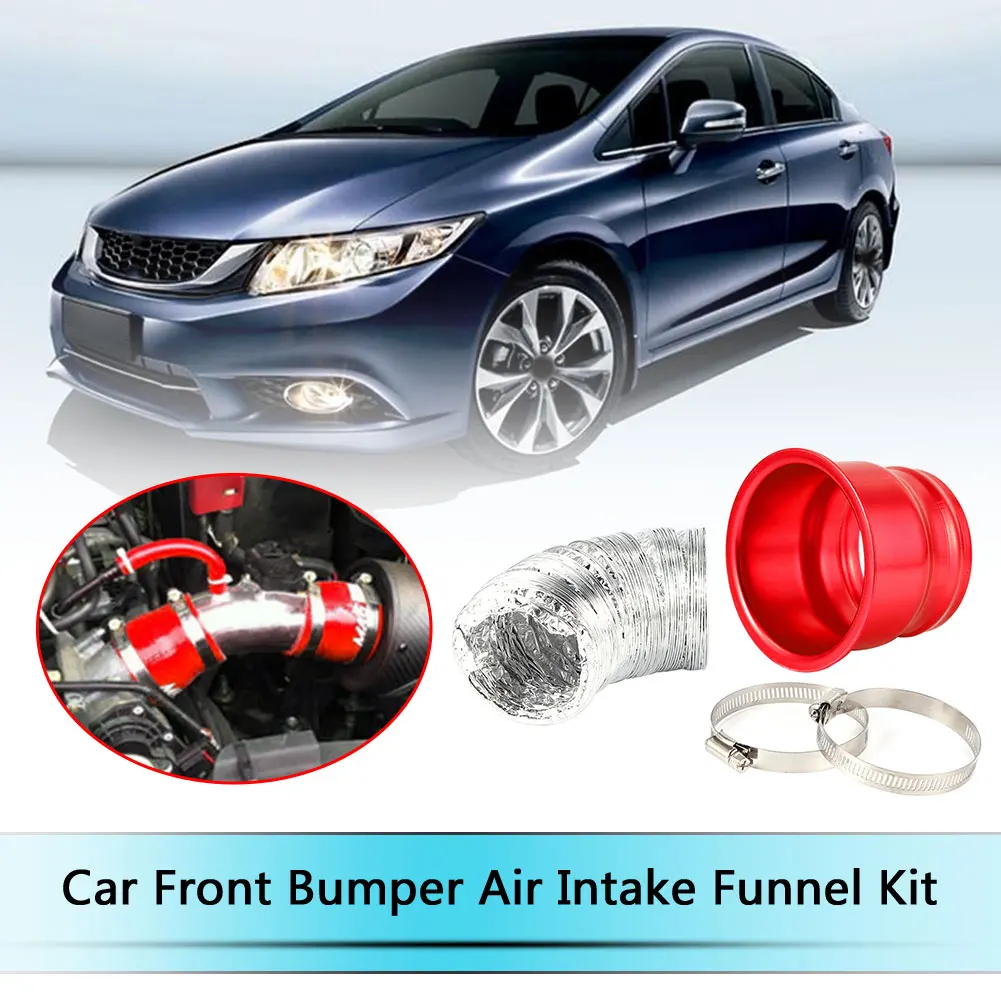 Car Front Bumper Turbo Cold Air Intake Pipe Turbine Air Funnel Kit Universal Car Accessories Intake Rocker Arm Link