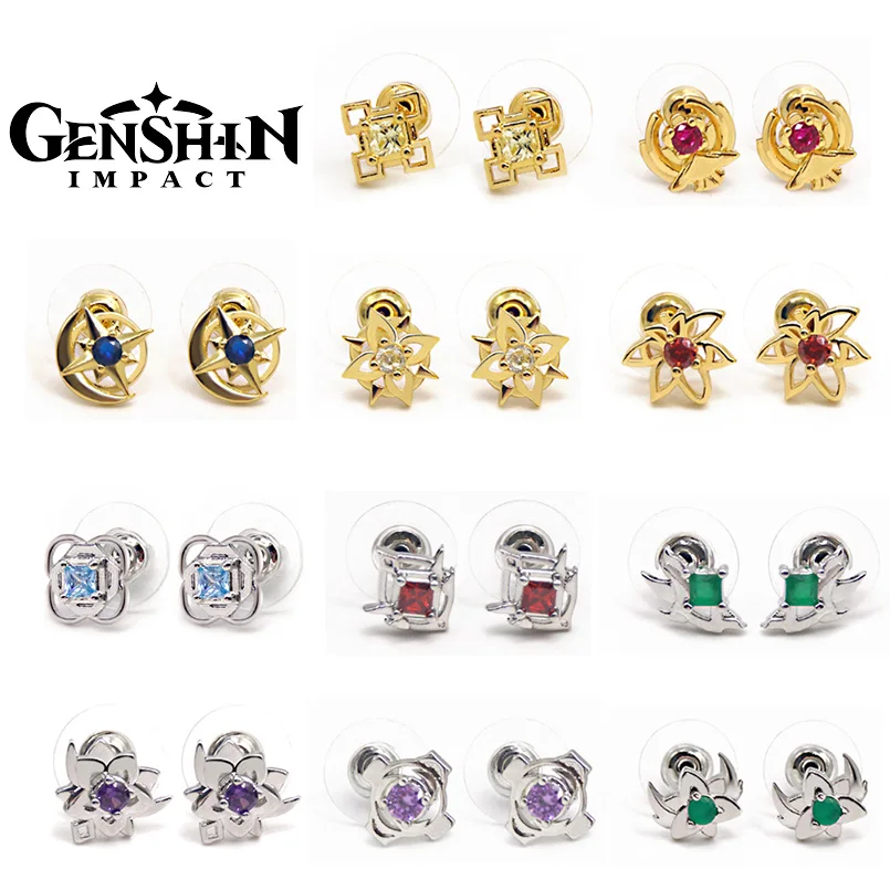 

Game Genshin Impact Earrings Zhongli Yae Miko Barbatos Xiao Keqing Character Earrings Cosplay Decorative Props Women Men Jewelry