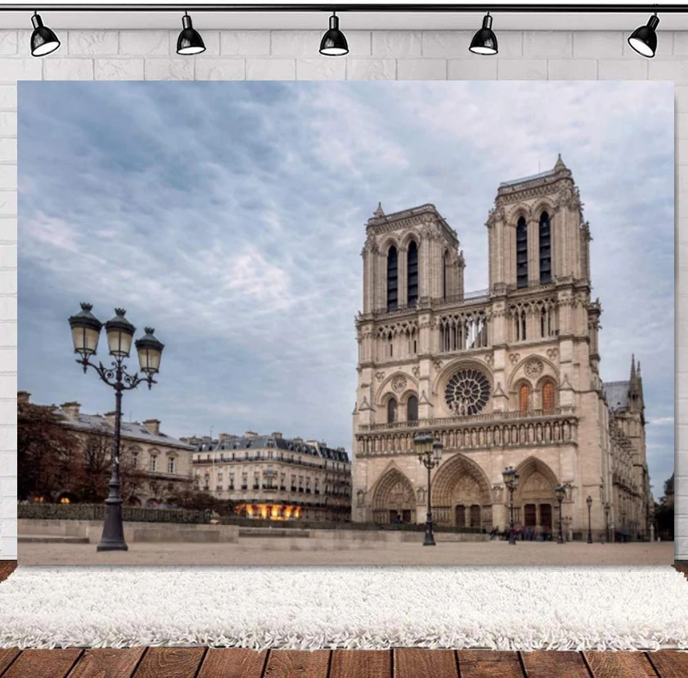 

Paris Notre Dame Photography Backdrop Cathedral France Landmark Gothic Building Vacation Journey Tour Resort Holiday Background