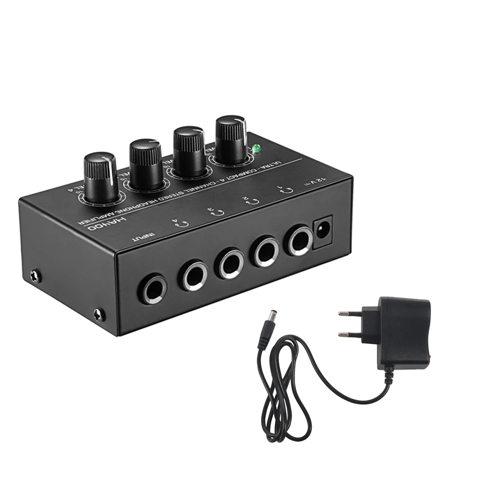Mini Headphone Amplifier HA400 Ultra-Compact Stereo Audio Amplifier 4 Channels With Power Adapter  Earphone Amp for Music
