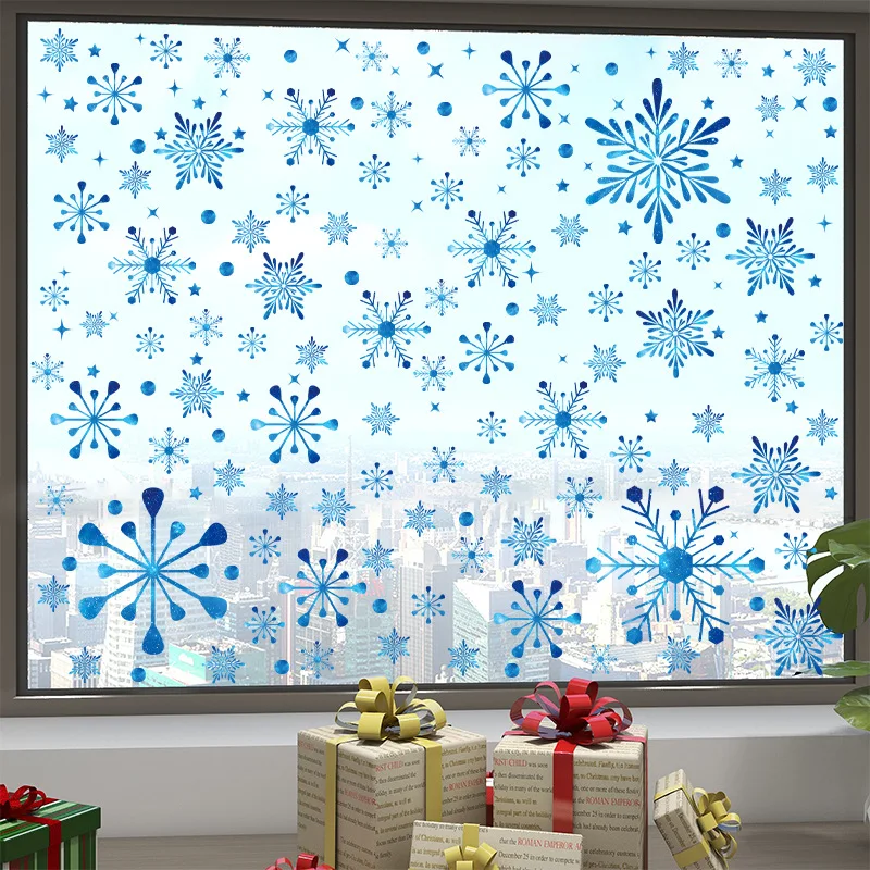 

Christmas Day Party Decor Static Sticker Snowflake Navidad 2022 Decoración Wall Stickers New Year Glass Window Decals Sticker