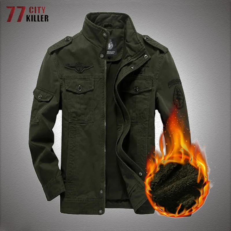 Мужская Флисовая куртка в стиле милитари Зимняя Толстая теплая куртка-бомбер