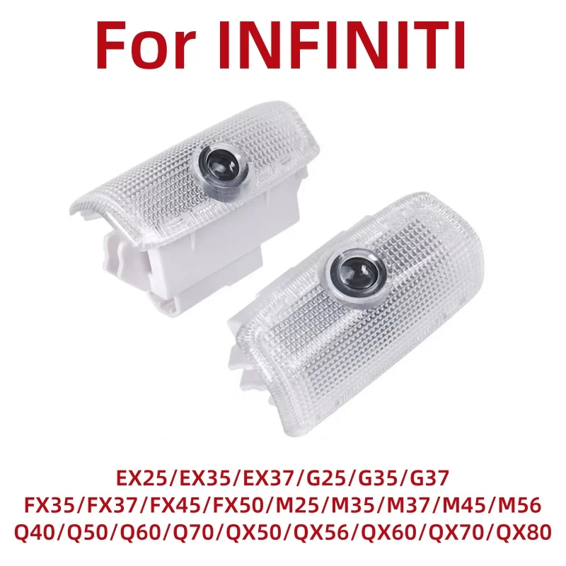 

2 шт. лампа проектора с логотипом двери автомобиля, лампа приветствия, лампа призрачного теня для Infiniti M35 M37 FX50 G37 EX37 EX35 QX50 QX70 Q70 Q60 Q50