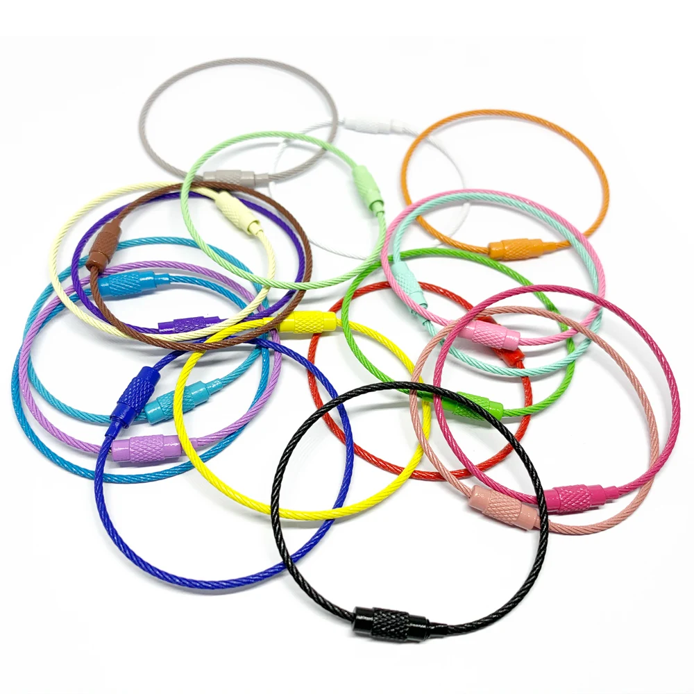 

Colorful Stainless Steel Carabiner Key Holder Outdoor Tools Wire Keyring Cable Rope Screw Locking EDC Keychain Screw Lock Gadget