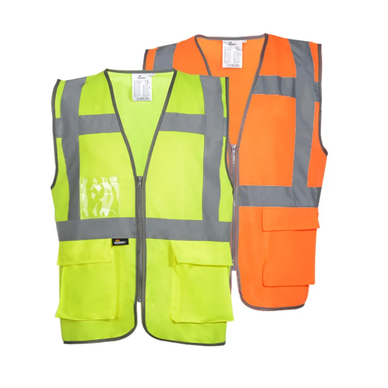 

High Visibility Reflective Vest Zipper Front Safety Vest With Reflective Strips Construction Workwear Safety Reflective Vest