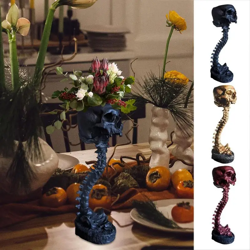 

Skull Head Backbone Plant Planter Pot Creative Deep Polyresin Skulls Planting Pot For Flowers Goth Spooky Decor Home Decoration