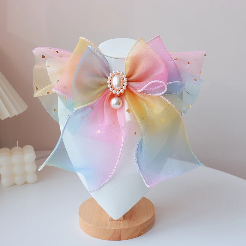 Шикарный Блестящий жемчужный бант ошейник для собак органза ювелирная лента