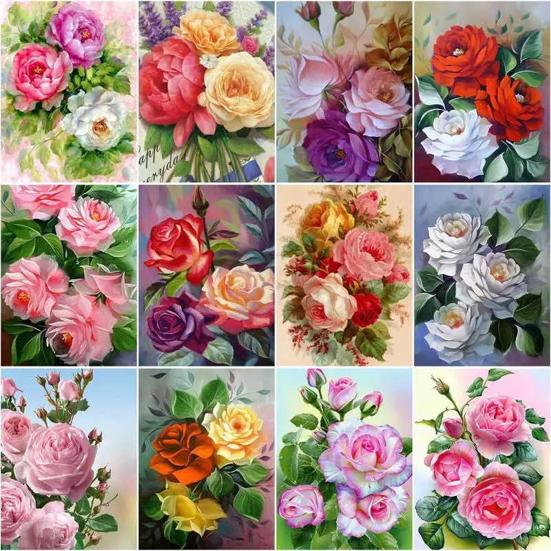 

RUOPOTY 60x75cm Diy Frame Painting By Numbers For Adults Flowers Coloring By Numbers Acrylic Paint For Home Wall Art Decors