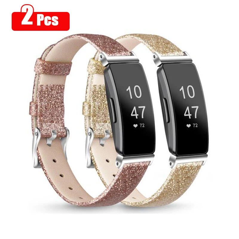 2Pcs Leather Bands Straps For Fitbit Inspire HR Smart Watch Band adjustable Wrists Bracelet Strap For Fitbit Inspire HR Correa