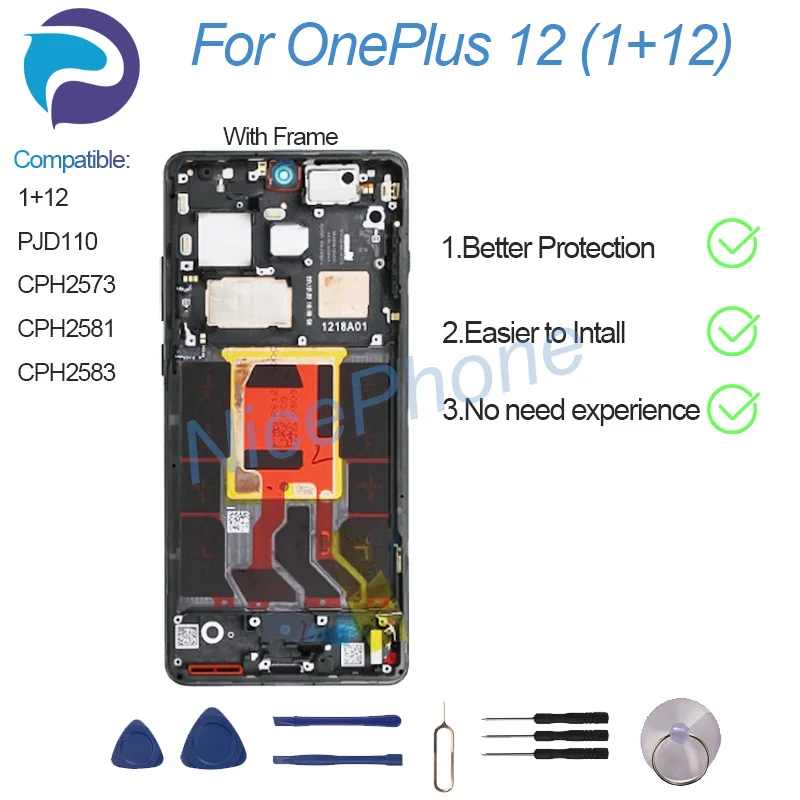 Фото Для ONEPLUS 12, дигитайзер сенсорного экрана в сборе, ЖК-экран PJD110, CPH2573, CPH2581, CPH2583, 1 + 12 экран №5