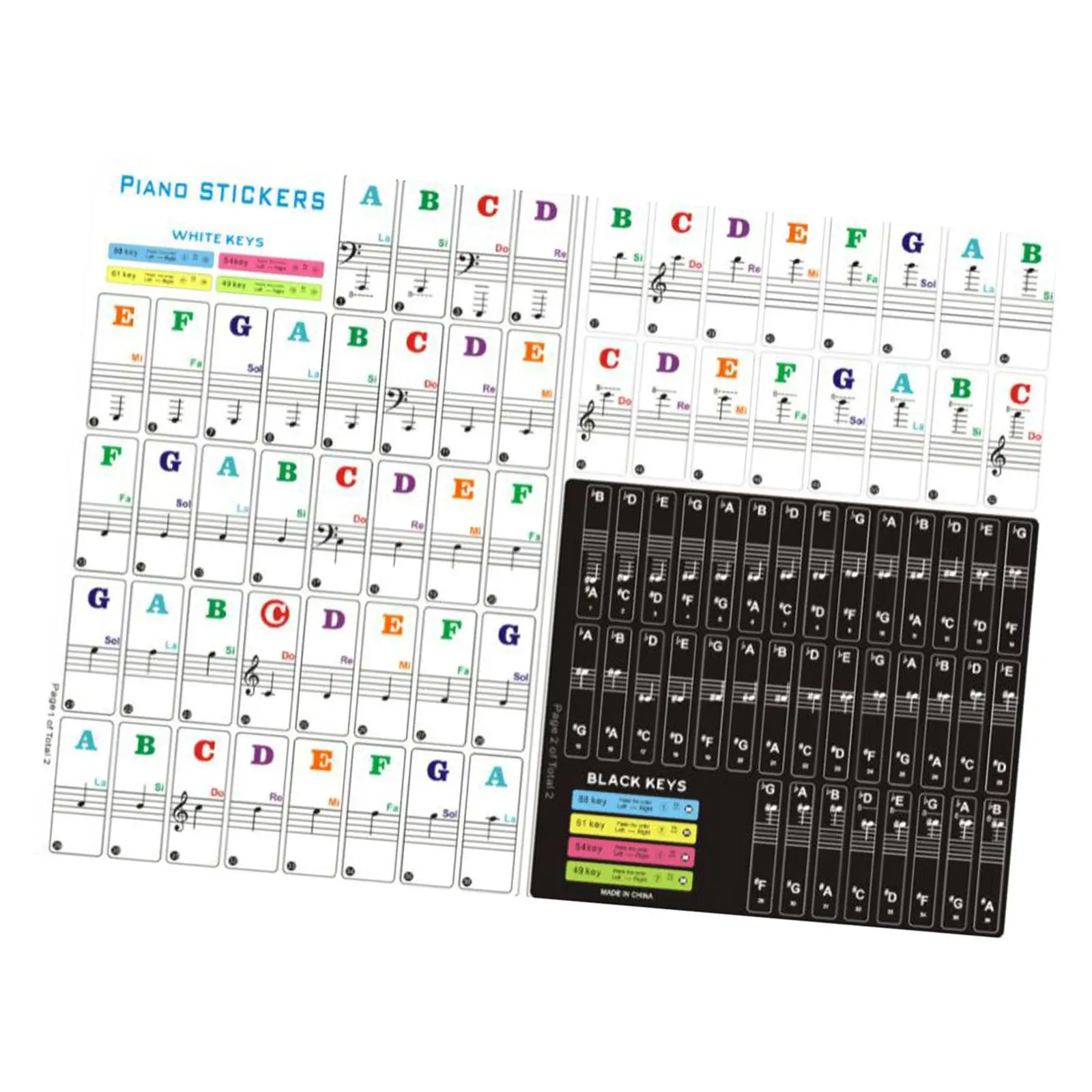 

Piano Notes Stickers Removable Keyboard Letters Piano Practice Learning Piano Rake Key Labels Overlay for 88/61/54/49/37 Key