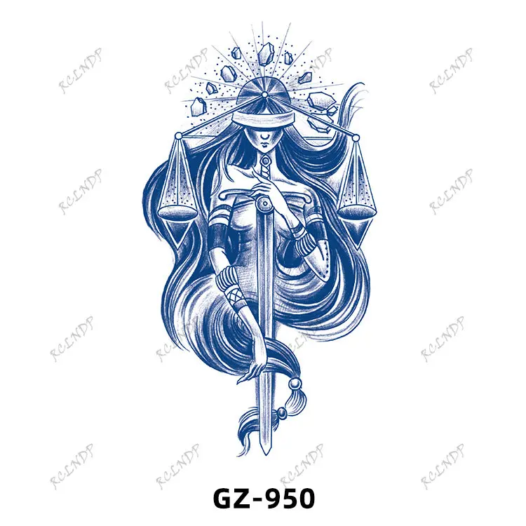 Waterproof Temporary Juice Tattoo Sticker Cool Sword Sexy Girl Libra Mermaid Hand Body Art Flash Tatoo Fake Tatto for Men Women