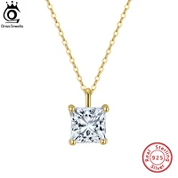 orsa jewels classic dainty 925 sterling silver princess cut solitaire cubic zirconia pendant necklace for women jewelry apn12