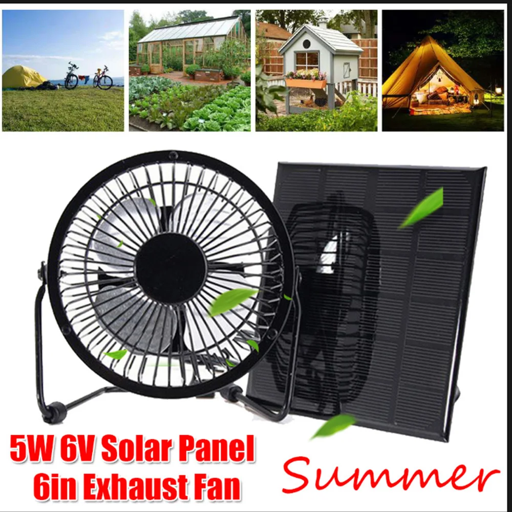 

5W 6V Solar Panel Exhaust Fan Set 4 Inch Mini Air Extractor Ventilator Solar Powered Fan for Dog Chicken House Greenhouse RV 3W