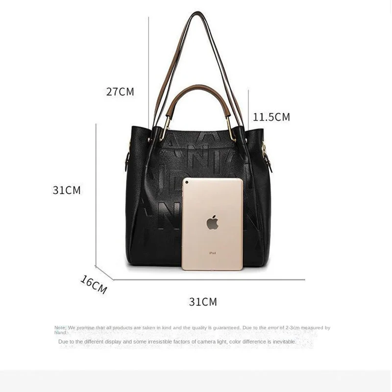 Leather commuting messenger bag for women Luxury designer handbag for women Large capacity shoulder bag