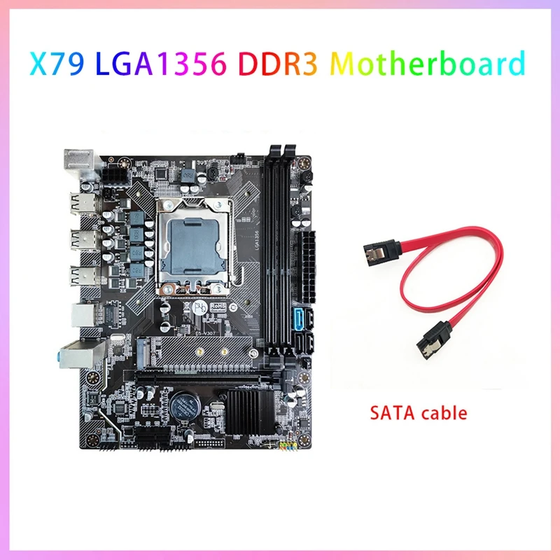 

X79 Desktop PC Motherboard+SATA Cable LGA1356 DDR3 Dual Channel REG ECC RAM Slot M.2 NVME SATA3.0 Gaming Motherboard