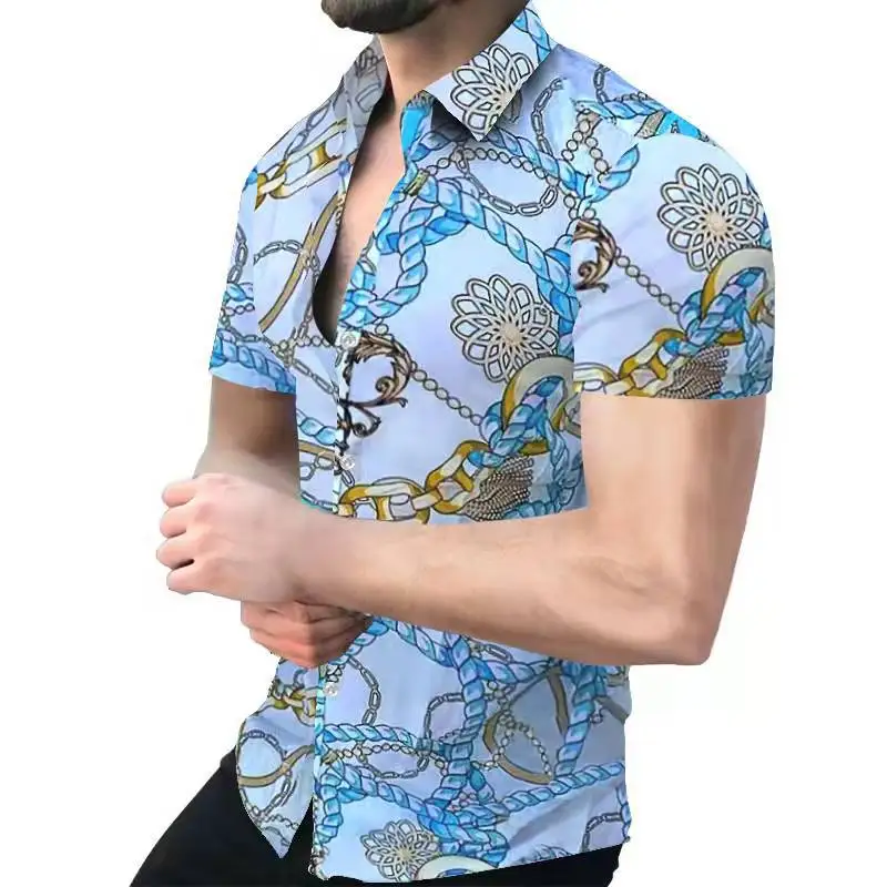 

Fashion Nation Style Summer Mens Beach Shirt 3D Printed Single-Breasted Short Sleeve Loose Hawaiian Casual Shirt Roupa Masculina