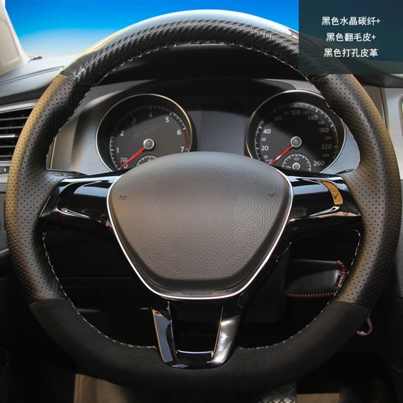 Нескользящая замшевая крышка рулевого колеса автомобиля для Volkswagen VW Golf 7 Mk7 New Polo