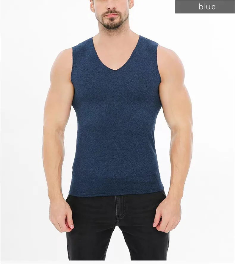 Autumn Winter Men Thermal Vest Soft Elastic Velvet Thick Underwear Slim Warmth Bottoming Tops All-match Sleeveless Cotton Vest