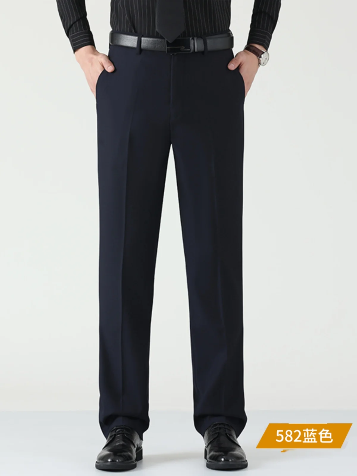 Yalu Autumn and Winter Suit trousers Men's Thickened Fleece Straight Middle-Aged Loose Business Casual Work Guest look Suit t...