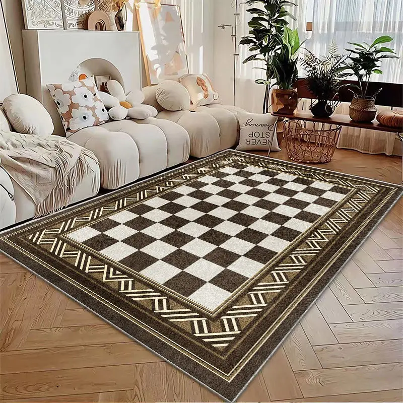 

Vintage Checkerboard Living Room Carpet Home Decor Large Area Carpets High Quality Rugs for Bedroom Lounge Rug Non-slip Mat