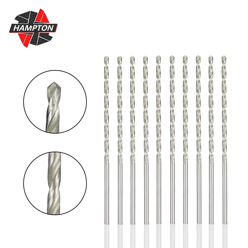 

Twist Drill Bit Set 10pcs HSS Drill Bit Set M2 Long Cutter Mini Driil Bit Set Silver Woodworking Hole Drilling