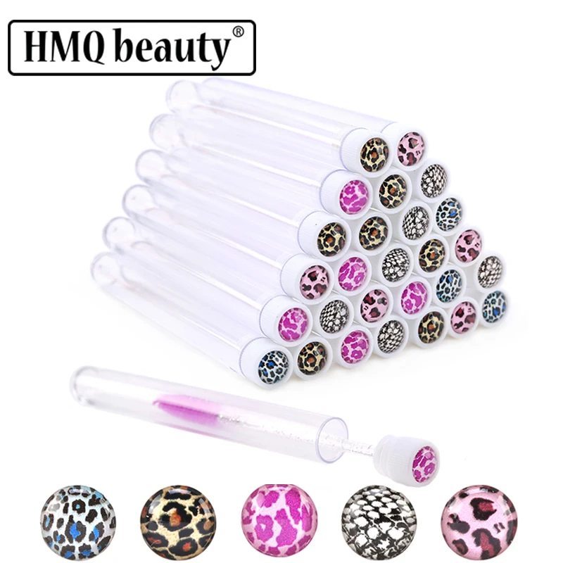 50/100/200PCS Eyelash Brushes Tube Disposable Mascara Brushes Wands Lash Extensions Supplies Eyebrow Brush Reusable Leopard
