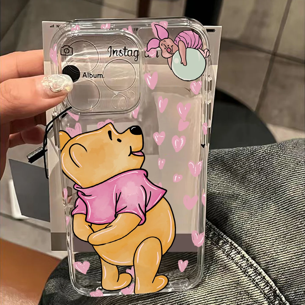 Фото Прекрасный чехол для телефона W-Winnie the P-Pooh для iPhone 17, 16, 16e, 15, 14, 13, 12, 11, Mini Pro Max X XR 7 8 Air Plus, прозрачная задняя крышка №3