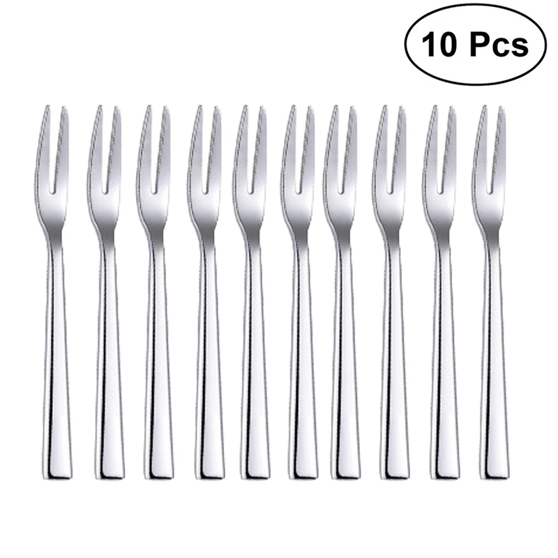 

New-10Pcs 304 набор вилок для коктейлей и десертов из нержавеющей стали, закусок, тортов, фруктов