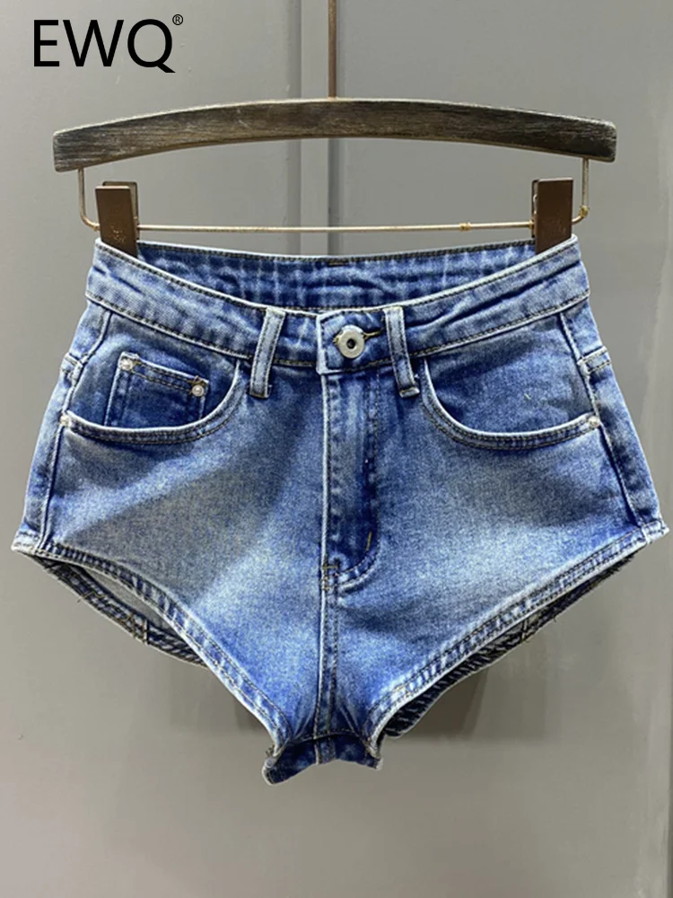 

EWQ Women Sexy Gradient Denim Super Denim Shorts High Wasit Pocket Streetwear Fashion 2023 Summer New Tide Hot Short Jeans 660