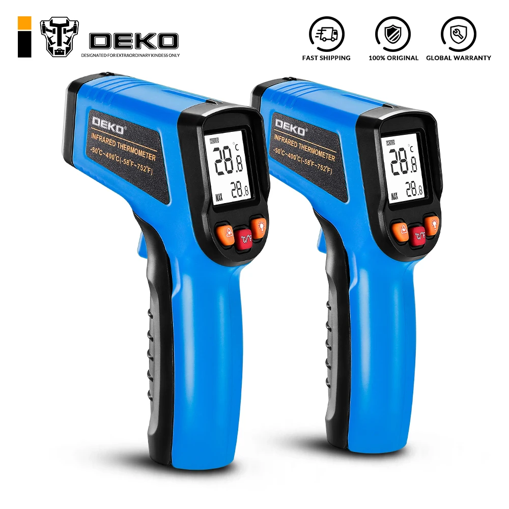 

DEKO WD01 Non-Contact Laser LCD Display IR Infrared Digital C/F Selection Surface Temperature Thermometer Pyrometer Imager