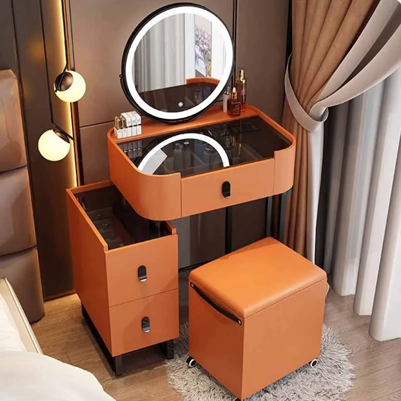 

Vinity Luxury Dressing Table Mirror Perfume Stand Fashion Apartment Dressers Adjustable Stool Meuble De Chambre Furnitures