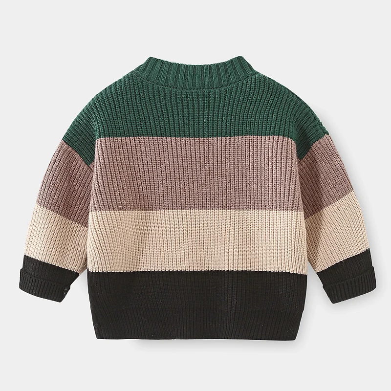 

Spring Autumn Winter Children Clothing Kids Knitted Colorful Striped Patchwork Sweater Kids Baby Knitted Sweater BabyTurtleneck