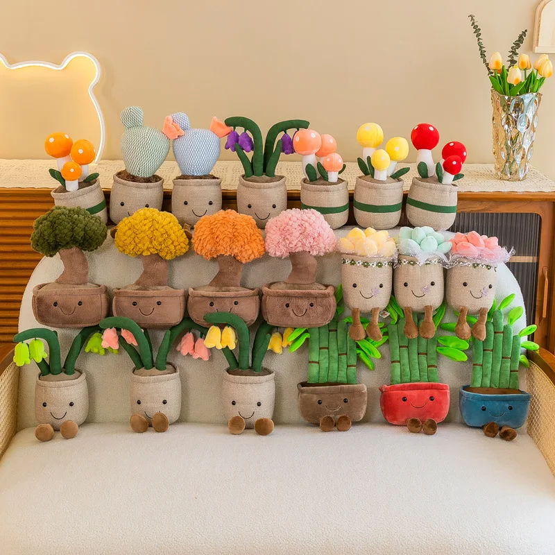 

1pc Creative Tulip Succulent Plants Plush Stuffed Toys Tree Potted Flower Cactus Bookshelf Home Living Room Decor for Girl Gift