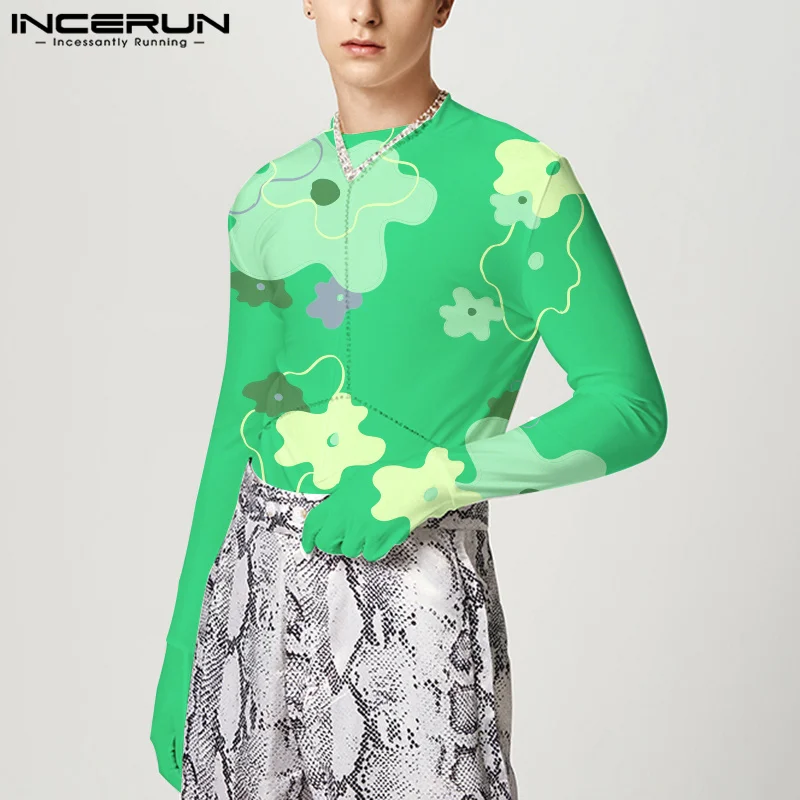 

Stylish Well Fitting Tops INCERUN Men Funny Graphic T-shirts Casual Streetwear Hot Sale Male Thimble Long-sleeved Camiseta S-5XL