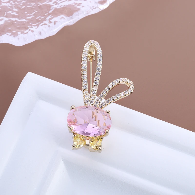 

Fashion Exquisite Cute Shiny Pink Zircon Bowknot Rabbit Brooch Girl Sweet Pure Children Jewelry Gift