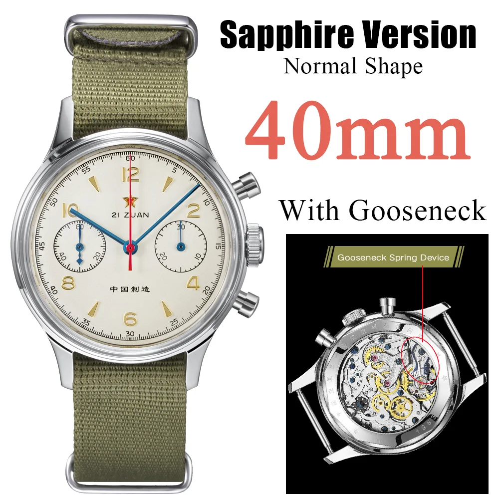 

SEAKOSS 40mm Goose Men 1963 Chronograph ST19 Movement Watch Hand Winding Mechanical 38mm Luminous Pilot Wristwatches